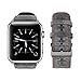 top4cus Genuine Leather Band iwatch Strap Compatible with Apple Watch Series 6, SE, 5, 4, 3/2/1 and Sport Edition, Stainless Steel Clasp (42mm, Retro Grey)