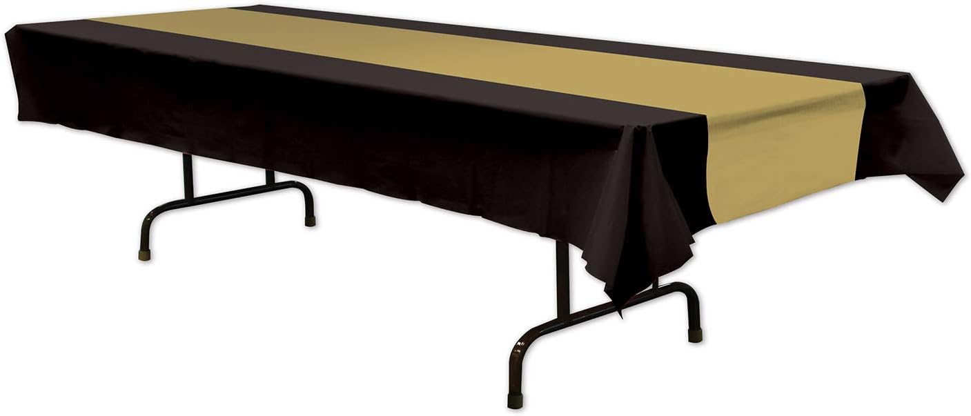 Beistle57940-BKGD Black & Gold Tablecover, Plastic