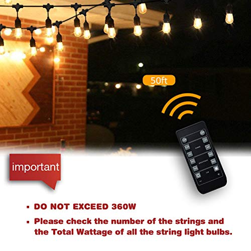 SUNTHIN 360 Watts Outdoor String Lights Dimmer Wireless Remote Control