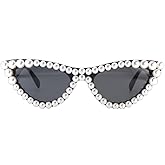 FUPRECIOUS Pearl Cat Eye Sunglasses Womens Cute Fashion Trendy Eyewear