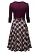 Missmay Women's Vintage Retro Plaid Patchwork A-line Cocktail Party Dress, Purple/Red, L