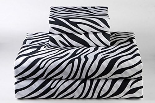 Luxury 300-Thread-Count Cotton Sateen 6 PC's RV-King Sheet Set (+18 Inch) Pocket Depth,Zebra Print
