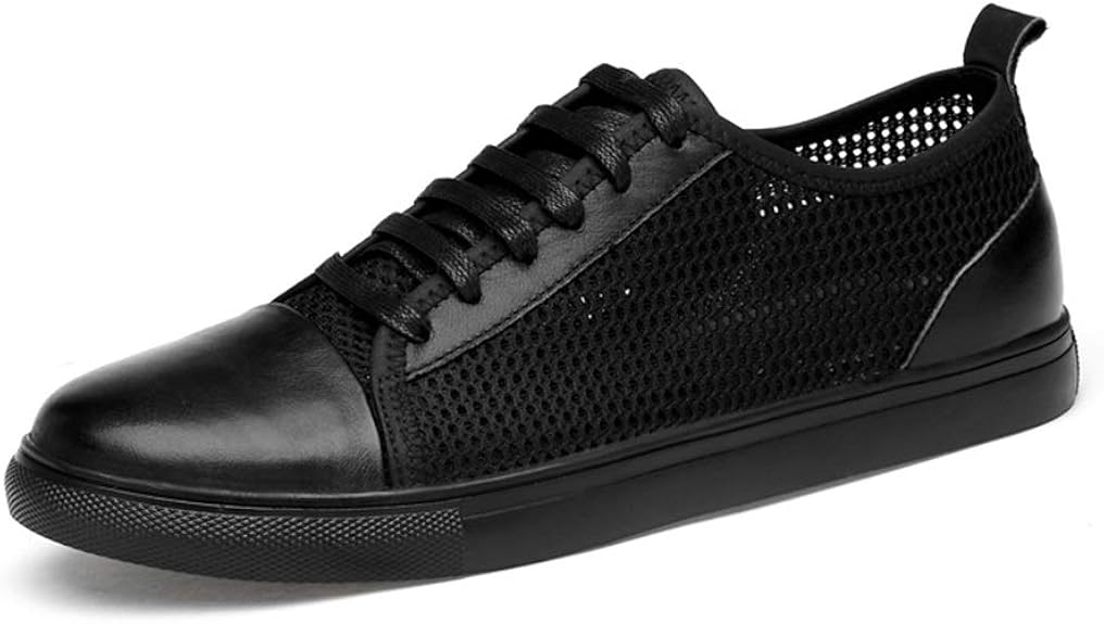 2018 New Men's Breathable Mesh Sneakers Lace Up Leather Upper Round Toe Wear Resisting Fashion