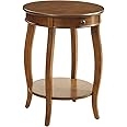 Acme Alysa Wooden Round End Table with Bottom Shelf in Walnut