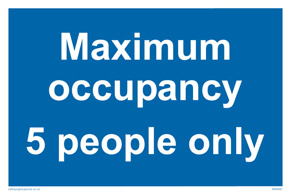 Pack of five - Maximum occupancy 5 person only Sign - 150x100mm - A6L