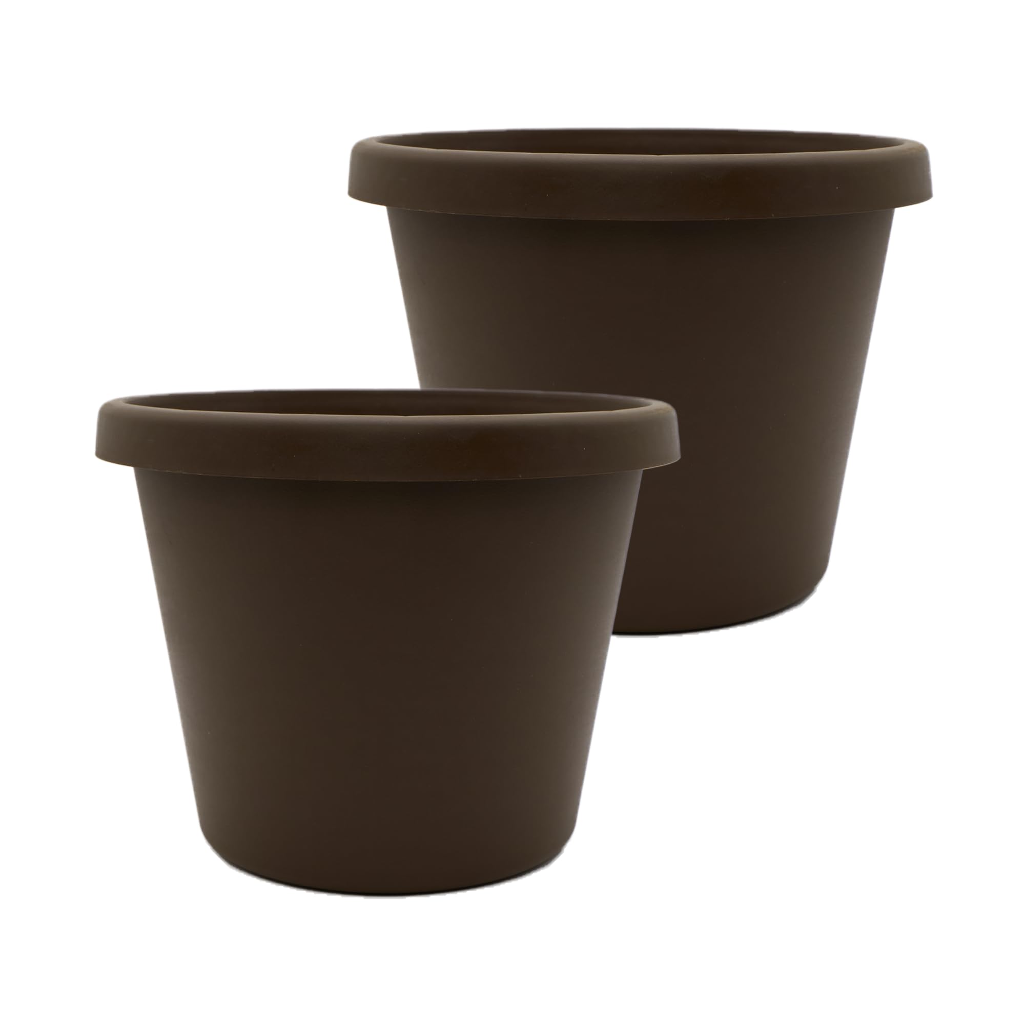 Photo 1 of ***1 PIECE*** The HC Companies 24 Inch Prima Round Planter Pots with Drainage Holes and Rolled Rim, Lightweight UV-Resistant Plastic Indoor & Outdoor Planters, 2-Pack Flower Pots for Garden & Home Decor, Chocolate