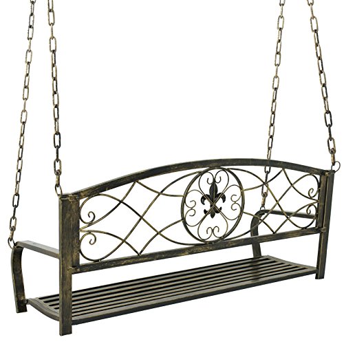 image for BBBuy Treated Porch Swing - Antique Metal Iron Patio Hanging Porch Swi