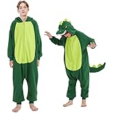 Geamiki Cartoon Anime Dinosaur Onesie Romper Sleepsuits, Dino Theme Pajamas Cosplay Costume for Kids Adults Halloween Party