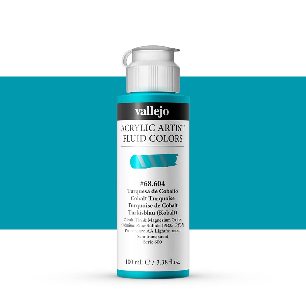Vallejo Acrylic Fluid Color 68604 Cobalt Turquoise (100ml)