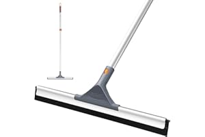 Eazer Floor Squeegee Broom: Heavy Duty Scrubber with Extendable 50.3'' Aluminum Pole and Rubber Blade for Kitchen, Swimming Pool, Concrete Floors,Shower,Tiles,Garages,Windows,Glass,Pet Hair Removal