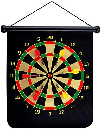 UKXHY Magnetic Dartboard, 15" Reversible Dartboard Sets With 6 Darts Rolling Two Sided Bullseye Game Magnetic Safety Dart Boards for Kids Family Leisure Sports Gift