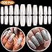 Natural Acrylic Nail Tips - French Nail Tip BTArtbox 500pcs Fake Nails Half Cover False Nail for Nail Salons and DIY Nail Art, 10 Sizes with bag
