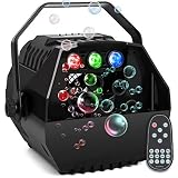 Baisun Bubble Machine With Led Lights Automatic Bubble Blowers For Kids Brithday Party Led Screen Operation Or Wireless Remoter Control,Adjustable Speed Levels,Powered by Plug-in or Battery