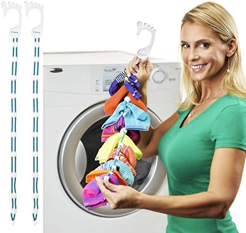 SockDock (2 pack) Sock Organizer, Easy Clips &amp; Locks Paired Socks without Ties, Bags or Dividers for Laundry