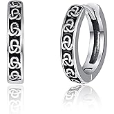 Mens Celtic Hoops Earrings - 925 Sterling Silver, Black Sleeper Earrings for Men & Women - Birthday Gifts
