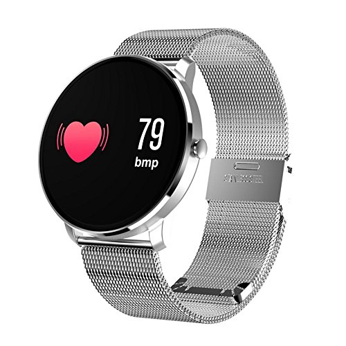 ã€Smart Watchã€‘Fitness Tracker Blood Pressure Heart Rate Monitor Activity Tracker Smart Watch (A, Silver)