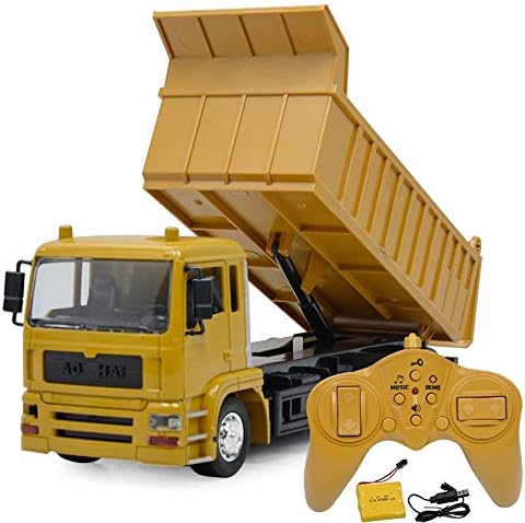 Tagke 8-channel Alloy Remote Control Truck Dump Truck 2.4GHz Anti-fall Construction Vehicle Crash One Button Control Dump Bucket RC Car Perfect For Kids Boys Best Gift Used In Various Terrains