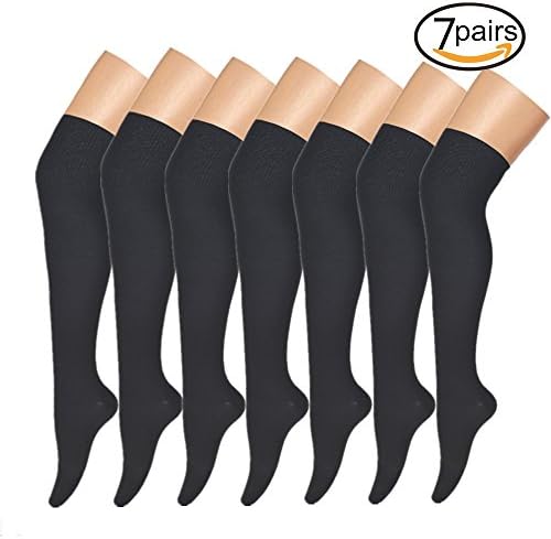 BETTEJOY 7 pack Compression Sock, Knee high compression socks for Women &amp; Men - Best For Running, Athletic Sports, Crossfit, Flight Travel - Say Goodbye To Your Pain(Black-S)