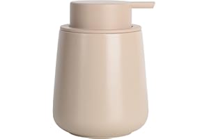 BosilunLife Hand Soap Dispenser - Ceramic Hand Dish Soap Dispenser for Bathroom 12ounce Refillable Liquid Hand Soap Dispenser for Essential Oil, Lotion Soap, Khaki