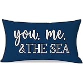 PANDICORN Summer Beach Throw Pillow Cover 12x20 Inch Sayings You Me and The Sea Ocean Sea Coastal Blue Outdoor Nautical Decorations Lumbar Decorative Cushion Case for Home Living Room Sofa Couch Decor