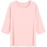 Latuza Women's Viscose Pajama Tops Crewneck 3/4 Sleeves Sleep Tee