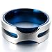TEMEGO Jewelry Mens Stainless Steel Ring, 8mm Classic Round Band, Blue Silver
