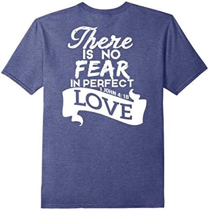 Mens Godly Christian T-Shirt | There Is No Fear In His Love 2XL Heather Blue