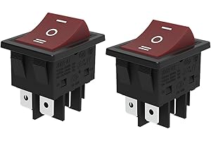 lcocove JD 2pcs 30A Power Switch 125V/250V AC Boat Rocker Switch ON/Off Switch 6Pins Toggle Switch with UL Certificate (Red 6pis)…