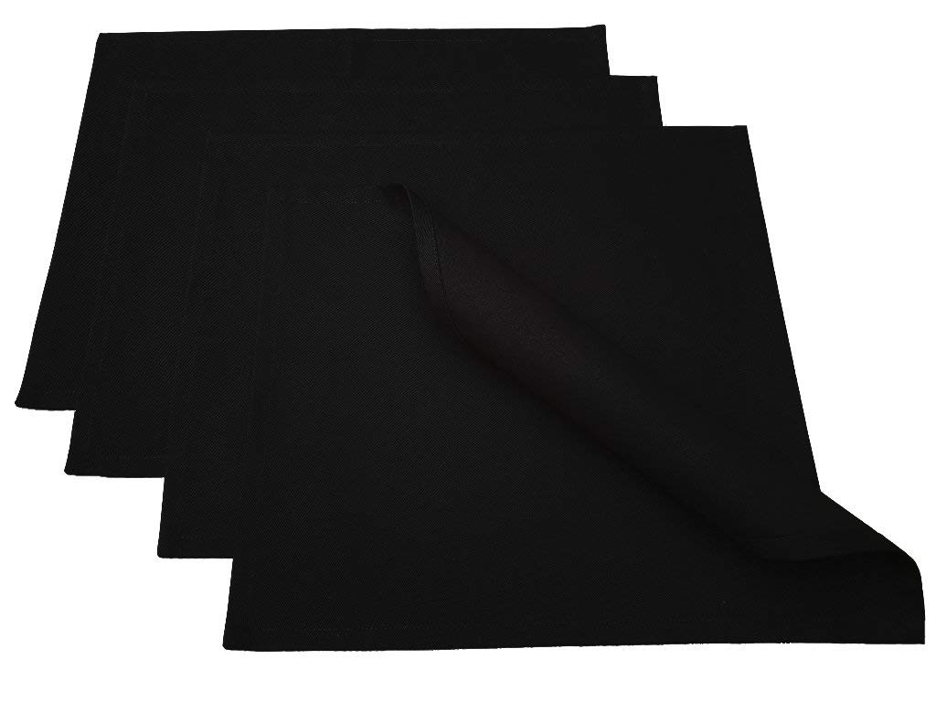 Place Mats Set of 4 Made from 100% Cotton Collection Concept, Choice of Colours and Sizes (Place Mats Set of 4-46 x 36 cm, Black)
