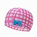 H&C Kids Swim Cap Toddler Swimming Caps Baby Bathing Hat Plaid Bowknot Swim Cap for Kids