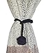Set of 2 Cotton Rope Knot Tie-Backs, Drape Holdbacks, Curtain Tiebacks, Black