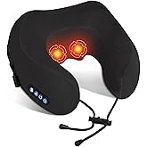 Yincook Electric Neck Massager,Portable Heated Kneading Massage Cushion Pillow,Rechargeable Shoulder Neck U-Shaped Massage Shiatsu,for Pain Relief at Home,Car,Office,Travel(Black)