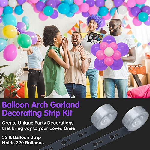 JOYEZA Balloon Garland Kit, Arch Kit Balloon Tape Decorating Strip Kits - 32ft Strip, 200 Glue Dots, 60ft Ribbon - Easy to Use - for Party Wedding Birthays Baby Shower DIY Ballon Decorations