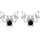 Bat Earrings S925 Sterling Silver Animal Earrings Halloween Party Gothic Vampire Bat Stud Earrings Halloween Jewellery for Women