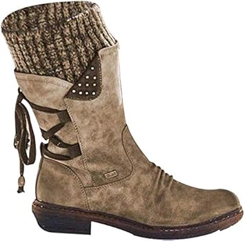 Delisouls Mujer Botas, Medio Botas Media Caña Piel Sintética Botines