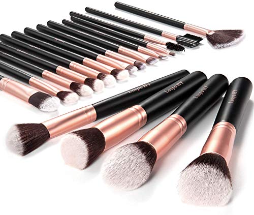 18 PCS Set Makeup Brushes Pink Gold Synthetic High-End for Foundation Blending Powder for Face Blush Concealers Eye Shadow