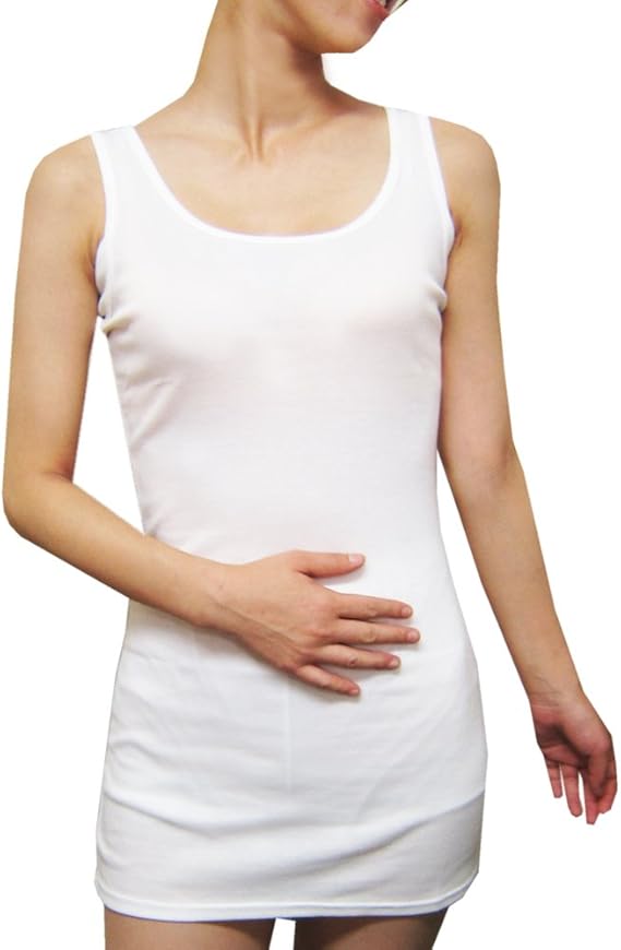 Amazon ネック Nekk レディース さらさら 汗取り インナー スーパーロング タンクトップ オフホワイト Lサイズ キャミソール タンクトップ 通販