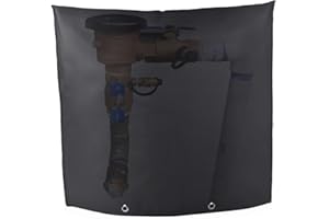 Quoyiyo Outdoor Backflow Preventer Insulation Cover for Winter Pipe Freeze Protection, Winter Water Well Pump Covers Sprinkler Valve Cover Insulated (24" W x 24" H,Black)