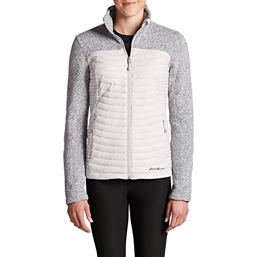 Eddie Bauer Women's MicroTherm Hybrid Sweater, Lt HTR Gray Regular S