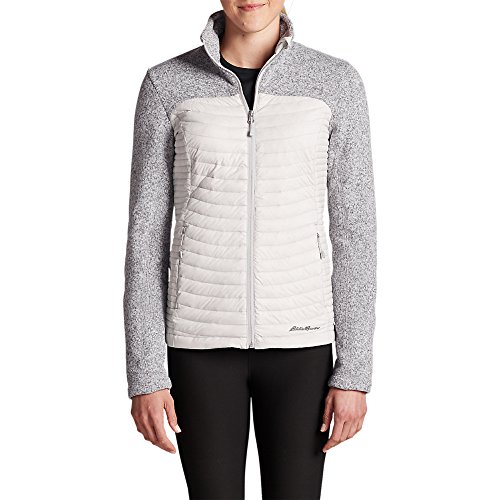 Eddie Bauer Women's MicroTherm Hybrid Sweater, Lt HTR Gray Regular XXL