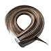 40 Pieces Rooted Tape In Hair Extensions Human Hair Invisible Seamless Skin Weft Double Side Tape Remy Human Hair Extensions Long Straight For Women (20 Inch (100 Grams),4P27 Medium Brown&Dark Blonde)