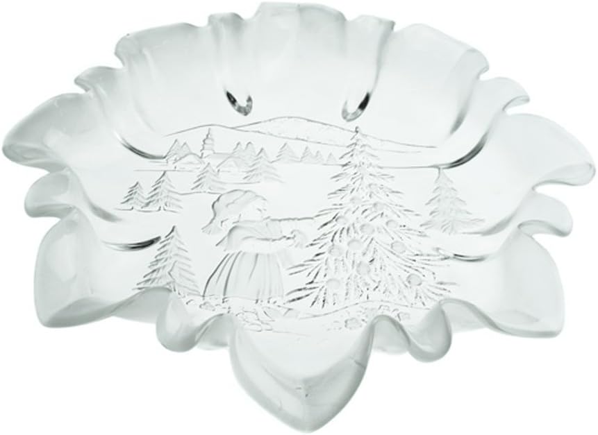 White Christmas Glass Serving Holidays Tray Platter