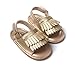 LIVEBOX Infant Baby Girls Moccasins Tassels Premium Soft Rubber Sole Anti-Slip Summer Prewalker Toddler Sandals (L: 12~18 Months, Champagne)