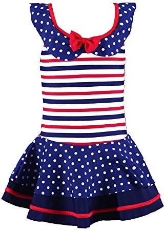 QRH Girls Solid Splice Cross-Back Two- Piece Modest Swimsuit