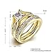 FENDINA Womens 18K Yellow Gold Plated Wedding Engagement Ring Set Created Emerald Cut Diamond Best Enternity Promise Rings for Her Size 8