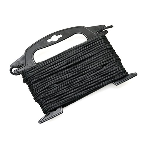 Anchoring Nylon Rope (Solid Black w/ Winder, 75 Feet)
