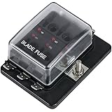 ONLINE LED STORE 6-Way Blade Fuse Box [LED Indicator for Blown Fuse] [Protection Cover] [100 Amp] - Fuse Block for Automotive