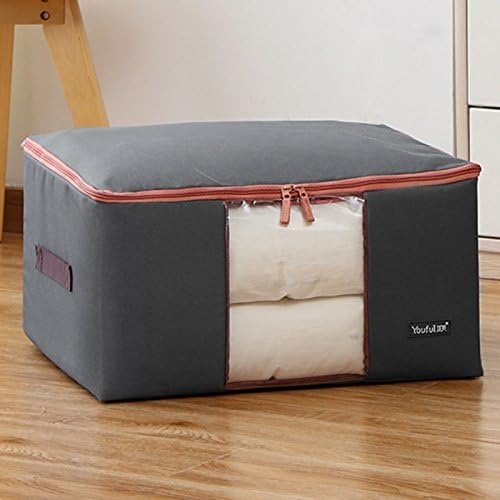 Thickened Oxford cloth bag quilt comforter storage bag clothes soft dust-bin moisture King,Medium size 50 l (504025cm),Gray