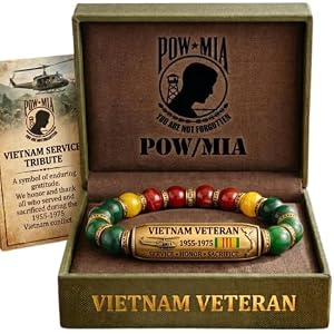 Vietnam Veteran Tribute Beaded Bracelet, Vietnam Veteran 1955–1975 Service • Honor • Sacrifice Tribute Beaded Bracelet