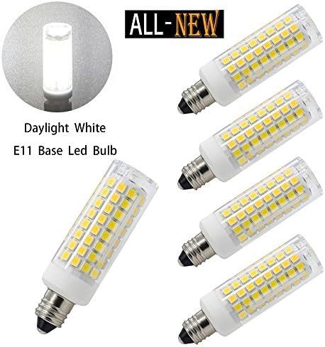 E11 led bulbs, All-New (102LEDs) Mini Dimmable Candelabra Base, T4 /T3 JD Type Clear E11 light bulbs,7.5 Watt, 75W 100W halogen bulbs replacement,850 lumens, 110V, 120V, 130V, Daylight 6000K(4 pack)